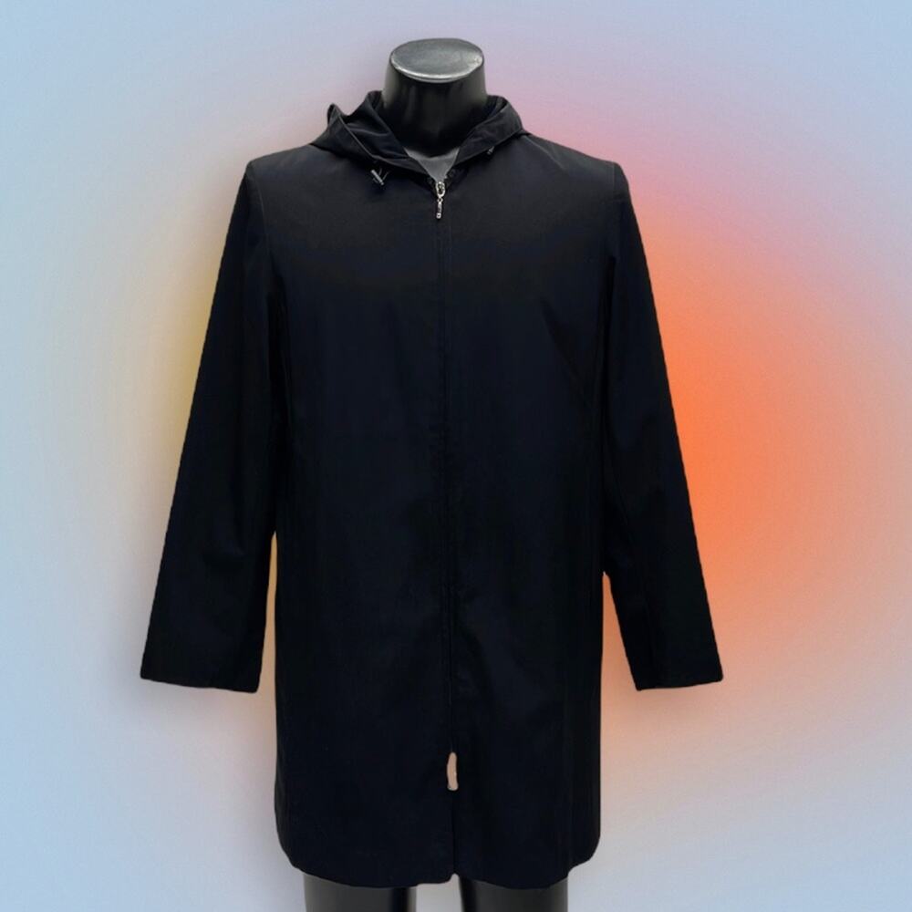 HILLARD & HANSON Women’s XL Black Mid Length Everyday Rain Coat